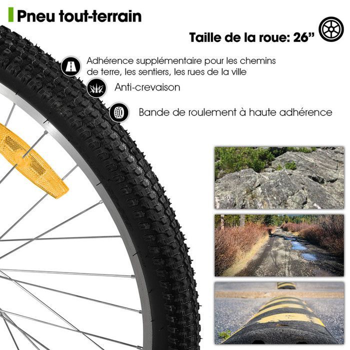 VTT HILAND BAMCBASE - 26 Pouces Double Suspension-Vélo Tout Terrain 18 Vitesses avec Freins sur Jante Avant et Arrière,Unisexe, Vert