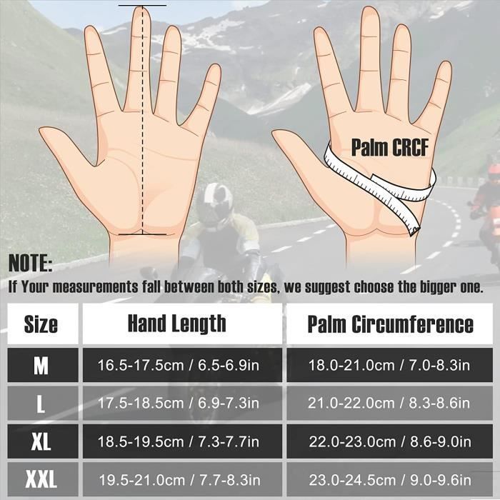 Guantes negros grandes para motociclista, guantes de dedos completos para pantallas táctiles para carreras de motos, ciclismo de montaña, escalada, caza, motocross y otros deportes.