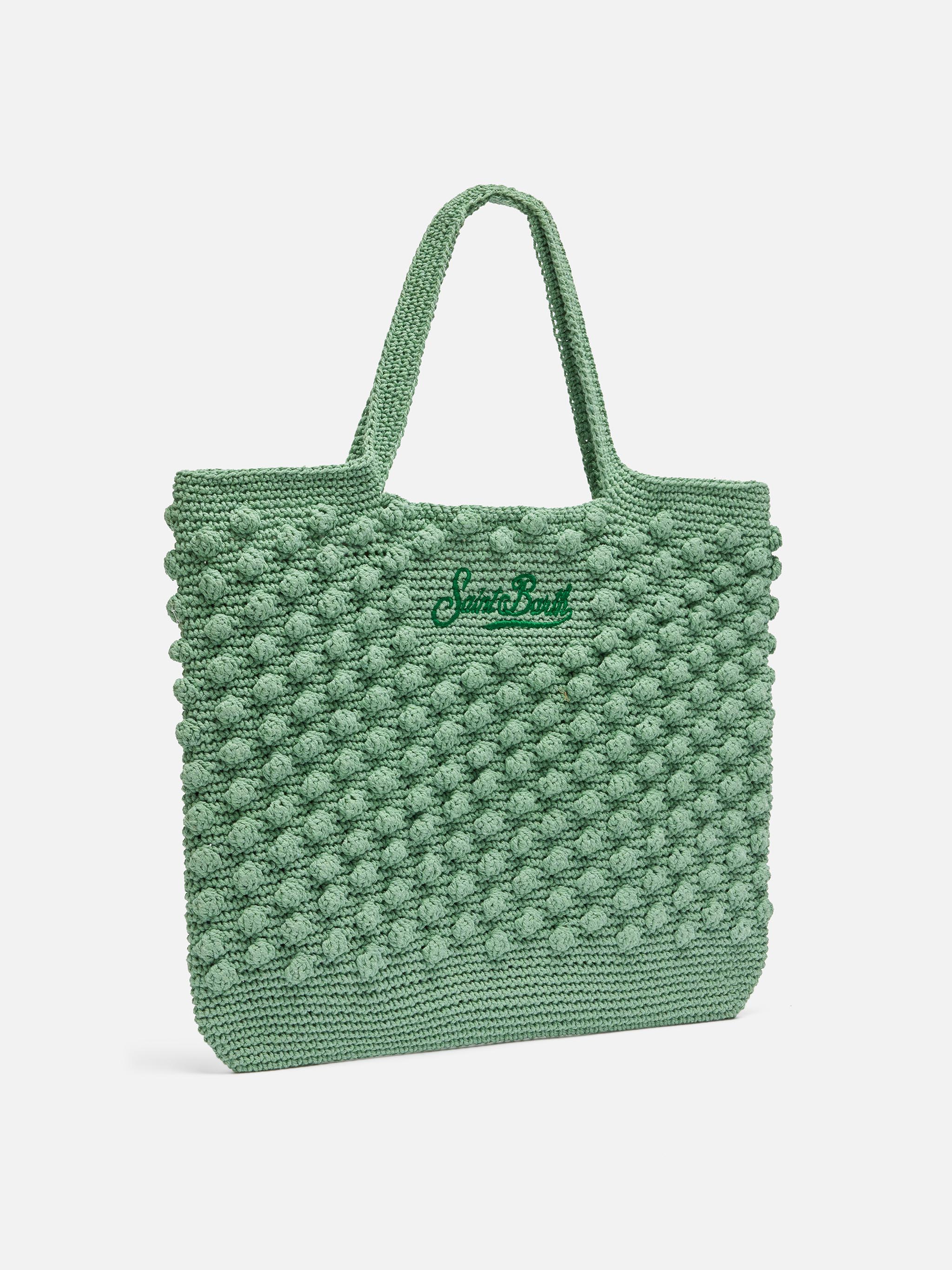 Saliegroene gehaakte tas