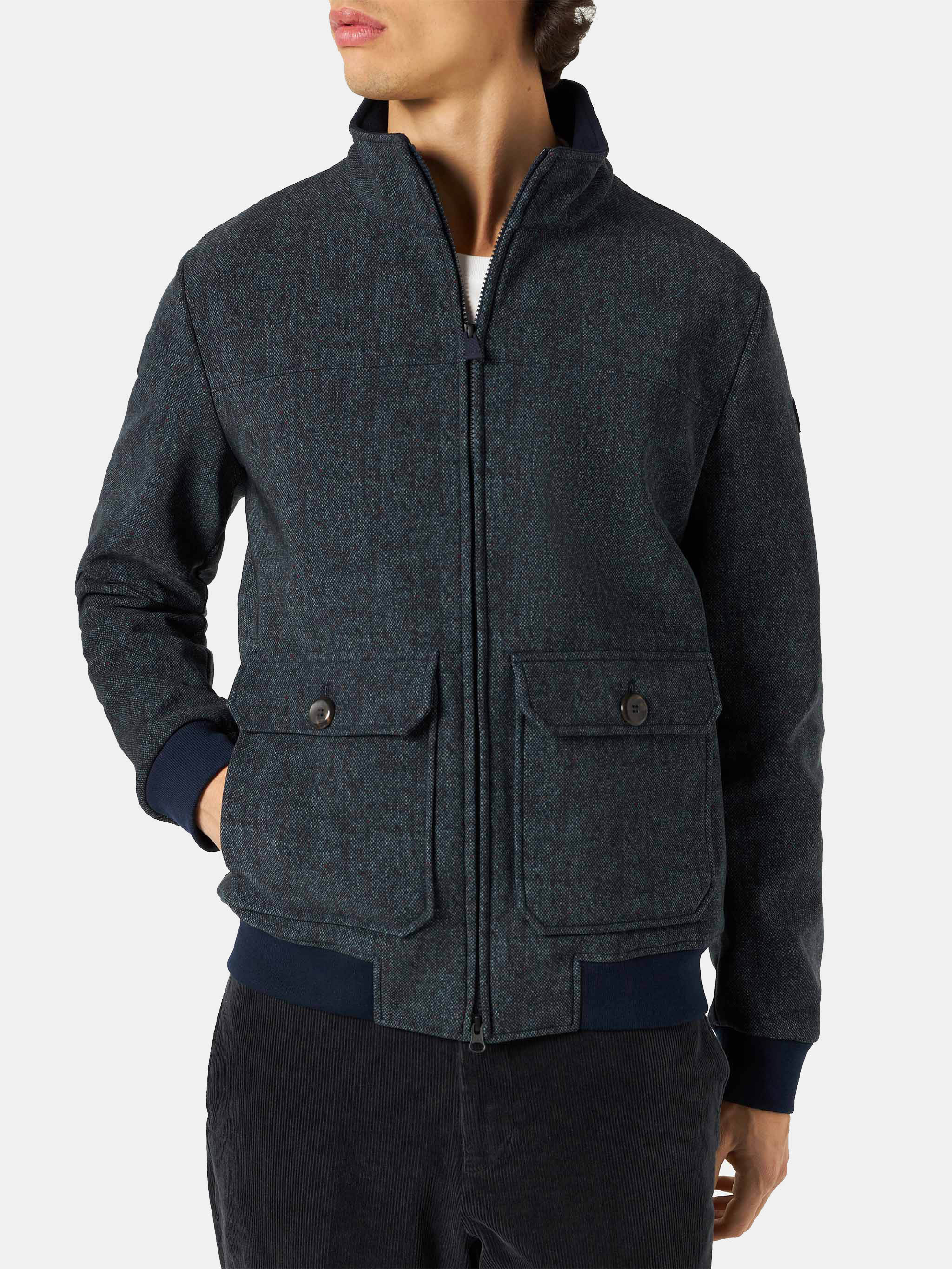 Heren thermojas in blauw gemêleerde kleur