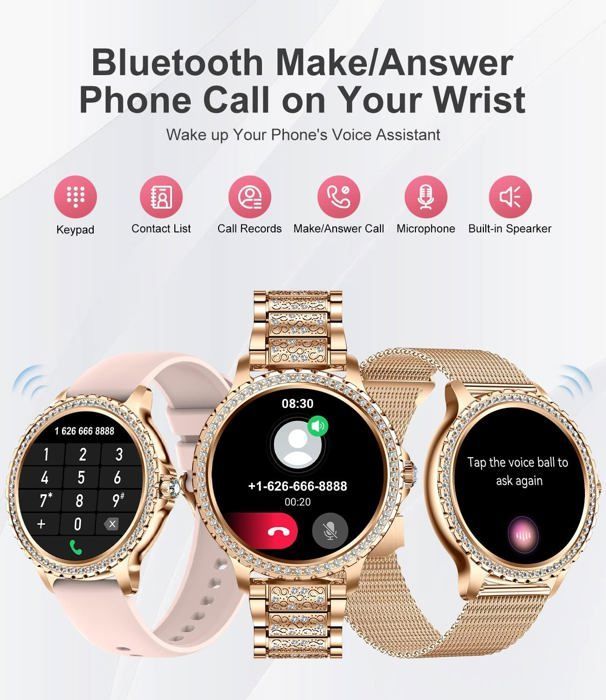 Montre Connectée Femme Bluetooth Appels pour Android iOS Sport Fitness Activity Tracker Montre Femme1,32