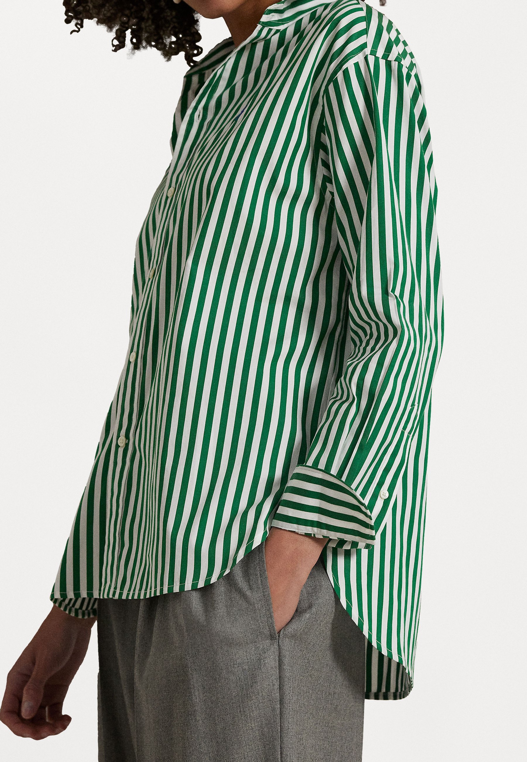 Polo Ralph Lauren RELAXED FIT GESTREEPT KATOENEN SHIRT - Blouse met knoopsluiting - grasgroen/wit