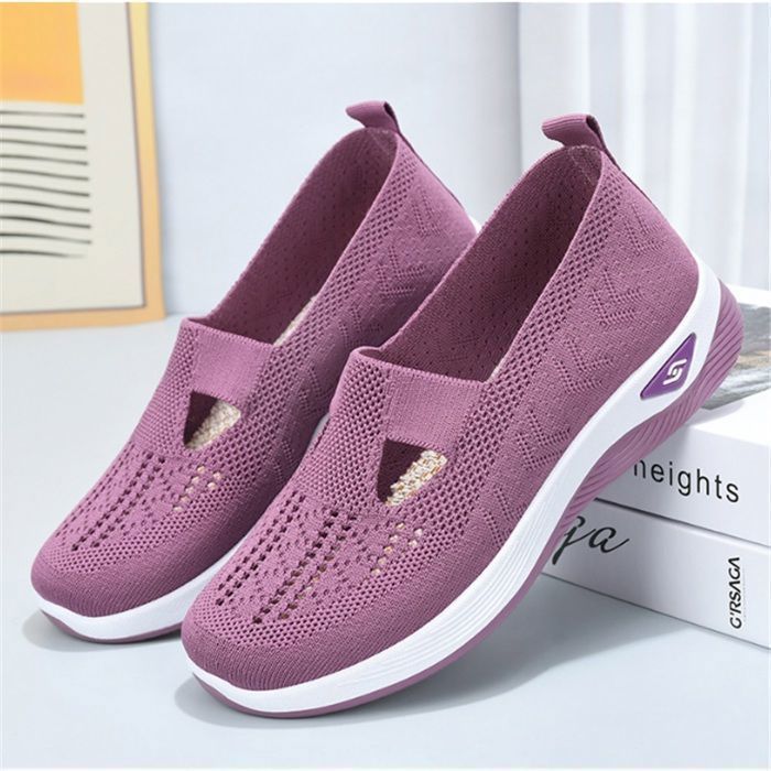 Zapatillas de senderismo, calzado ortopédico para mujer, zapatillas sin cordones para mujer, zapatos de plataforma para caminar, color rosa.