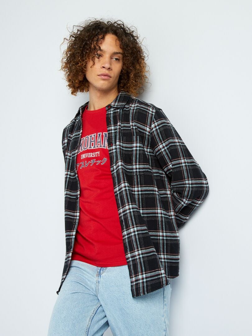 Camisa de flanela xadrez - PRETA