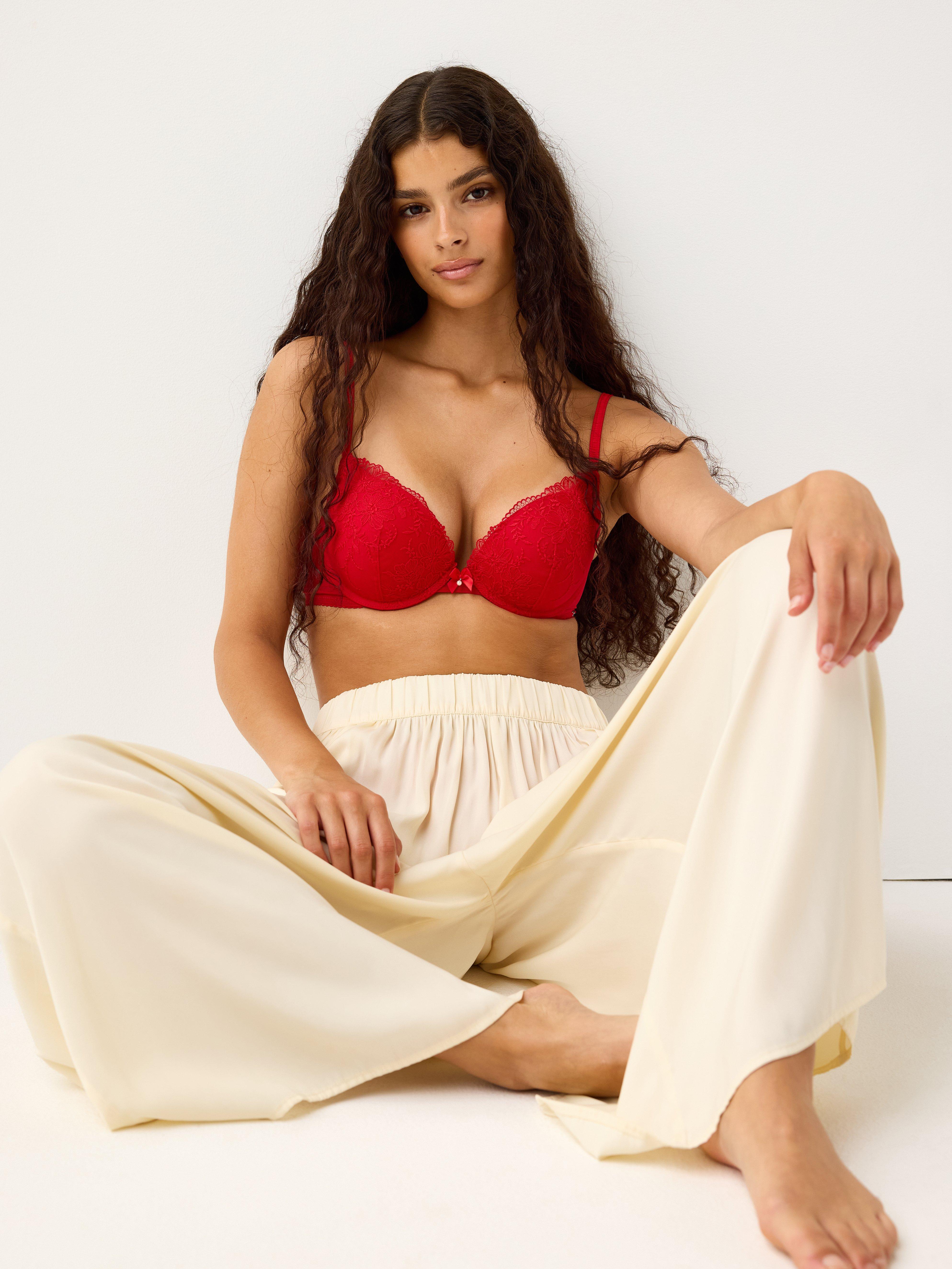 Malva push up-bh med spets Rojo