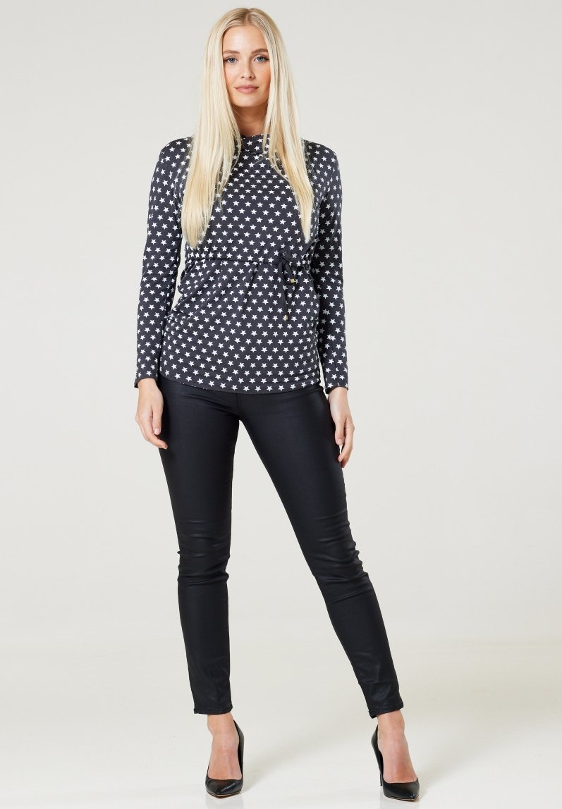 Haut d'allaitement Chelsea Clark - Manches longues - Gris et blanc