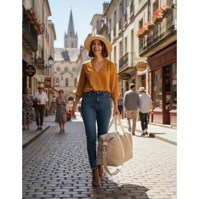 Bolsa de viaje para mujer ECOHUB - Equipaje de cabina 45x36x20 Easyjet - Bolsillo impermeable extraíble - 30L - Fin de semana - Hospital - Beige