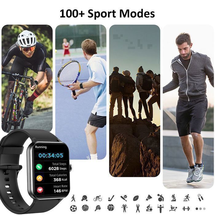 Smartwatch masculino com chamadas Bluetooth, tela HD de 1,85