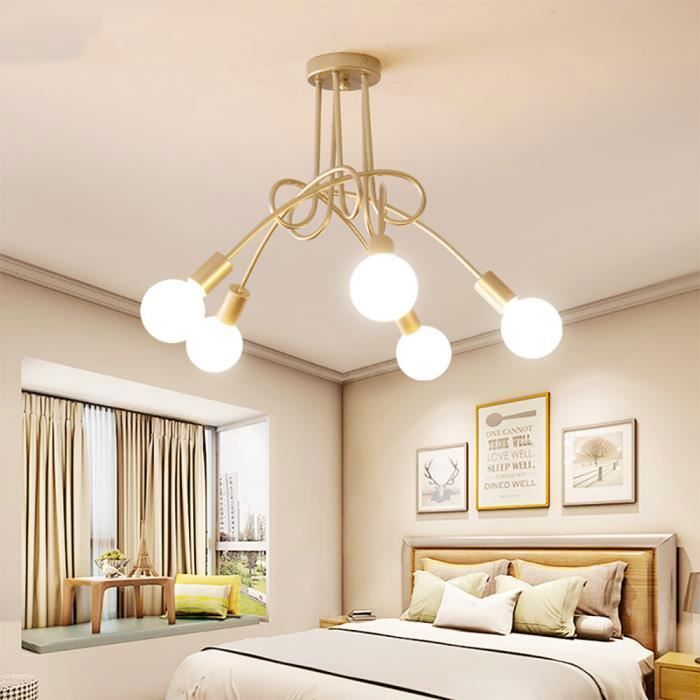 Vintage-LED-Industrie-Deckenleuchte in Gold mit 5 Leuchtenköpfen für Küche und Wohnzimmer