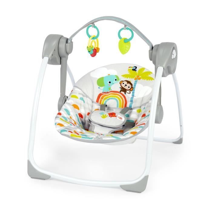 BRIGHT STARTS Baby Bouncer, Foldable Electric Swing – Animals, 6 Swing Speeds, Baby Gift