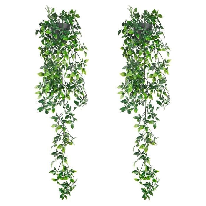 Planta artificial colgante de 80 cm (2 piezas) con maceta, hiedra artificial, planta falsa para celebraciones, cocina, jardín, oficina.
