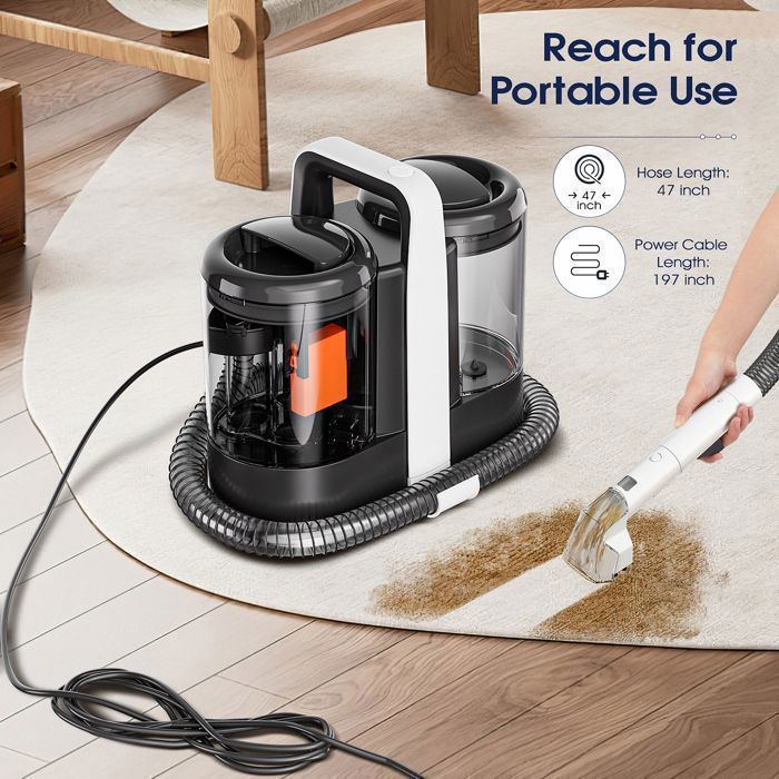 OMESER Nettoyeur de tapis portable OMESER, outil de nettoyage ménager, léger et puissant, séchage rapide, nettoyage en profondeur