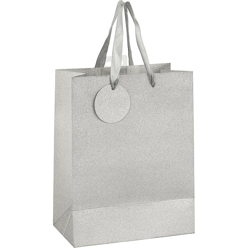 Sacchetto regalo medio glitterato 25,5x20x11 cm, colori assortiti