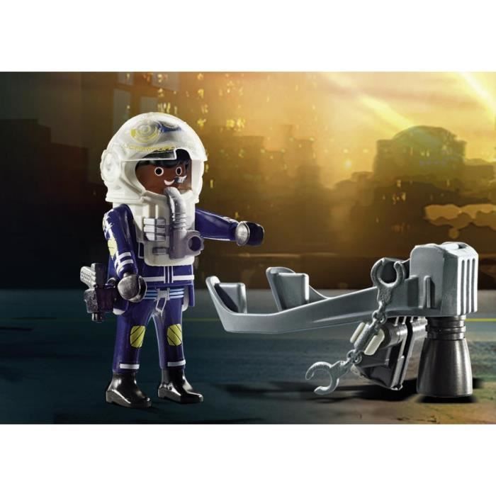 PLAYMOBIL - 70782 - Policial com jetpack e canoa