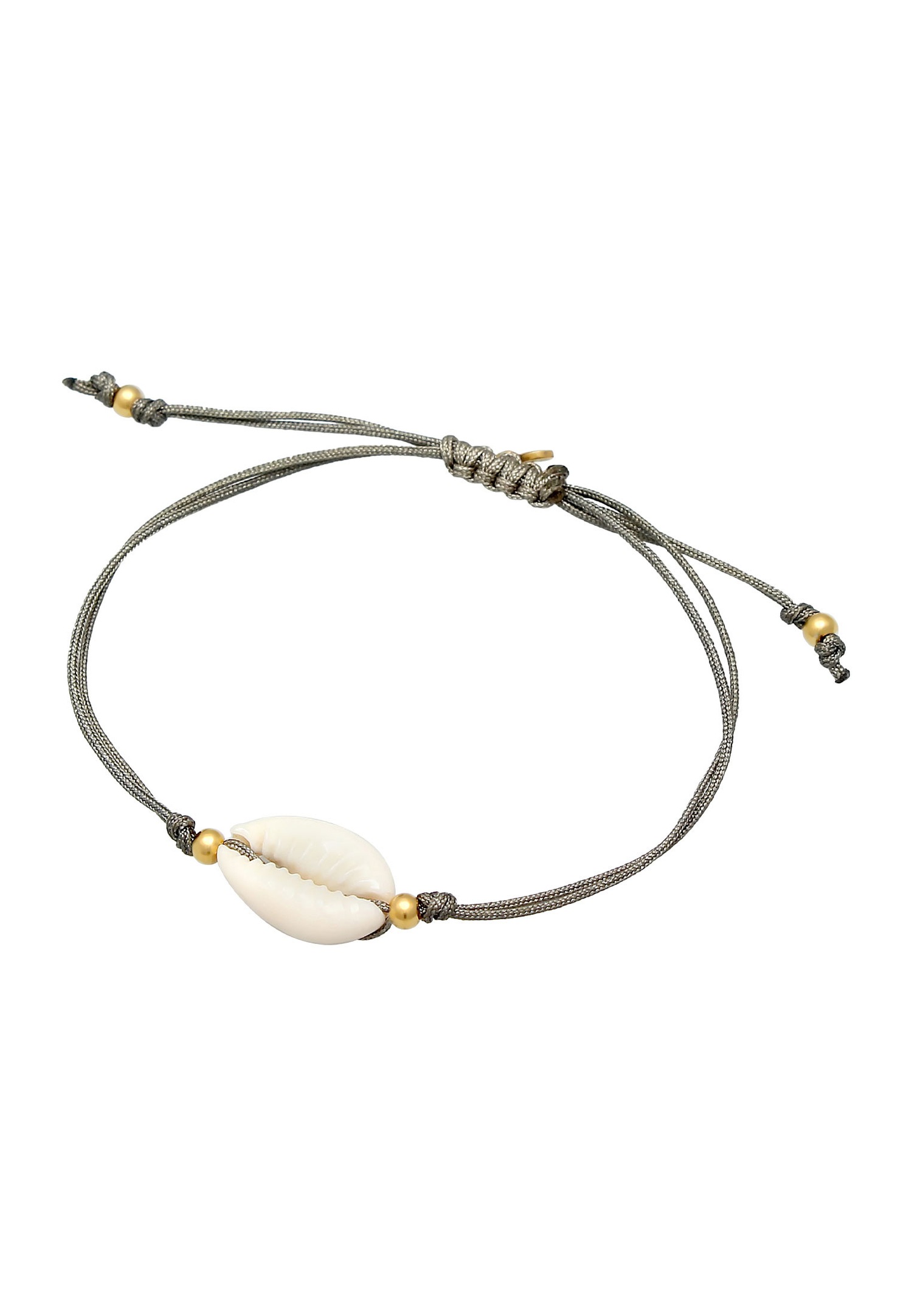 Elli Femmes Kauri Shell Sea Nylon Trend Ajustable en argent sterling 925 plaqué or