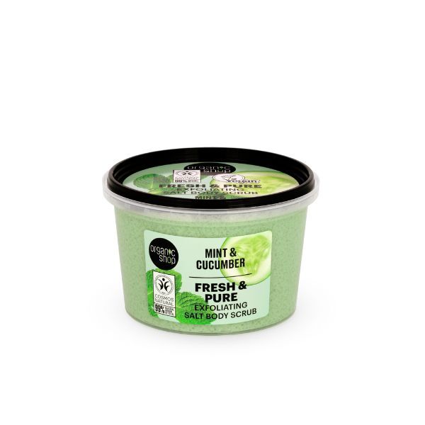 „Organic Shop“ šveičiamasis kūno šveitiklis su mėtomis ir agurkais, 250 ml