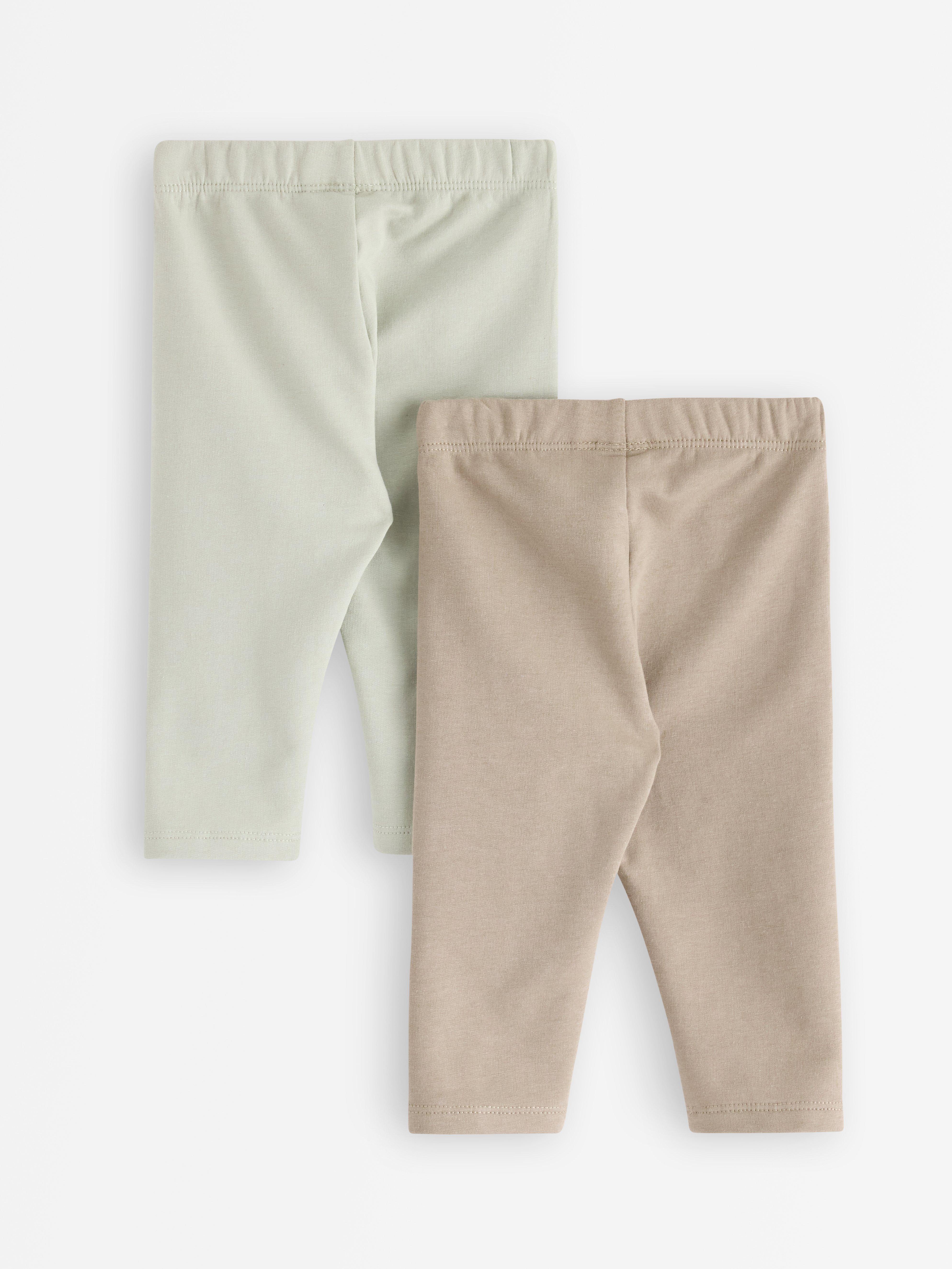 Conjunto de 2 leggings com interior escovado, verde claro acinzentado.