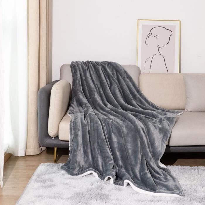 Manta de forro polar Sherpa de 150x200 cm, cálida y suave, ideal para cama, sofá, invierno y viajes.