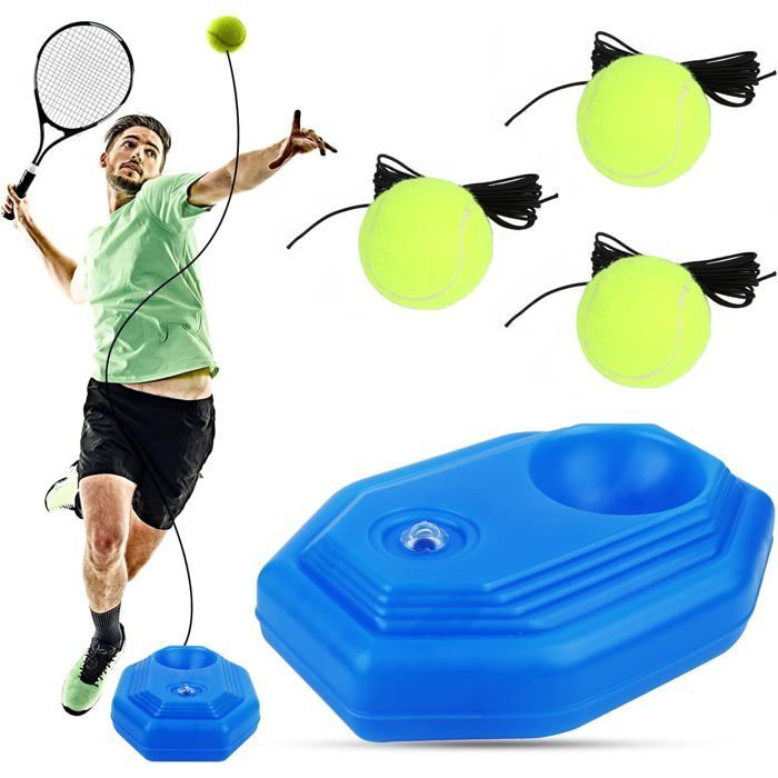 Entrenador de tenis portátil con 3 pelotas de rebote, equipo práctico para el autoentrenamiento.