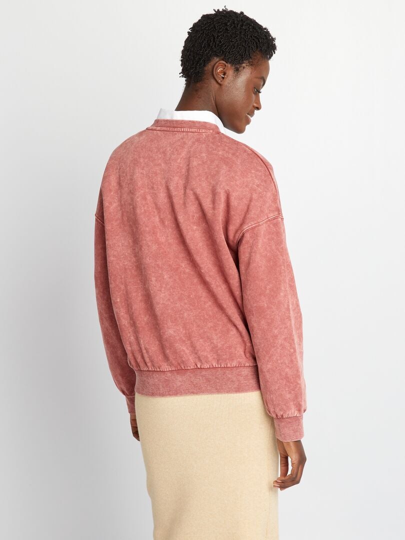 Oversized sweatshirt van fleecestof - ROOD