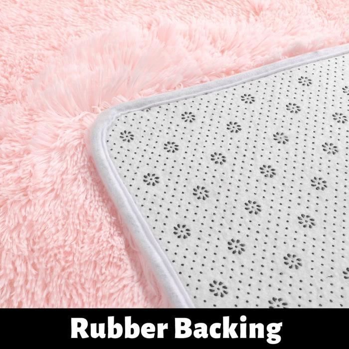 Alfombra redonda para dormitorio de 120 cm - Suave, mullida y antideslizante - Rosa