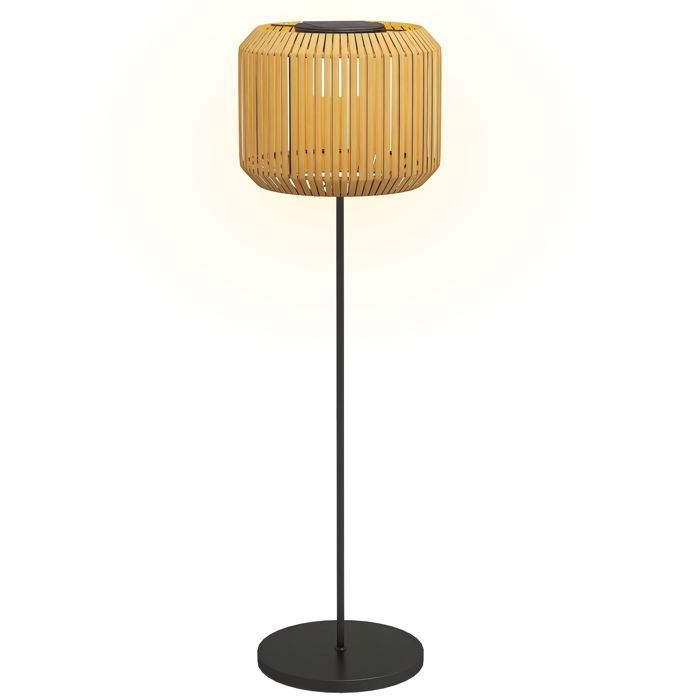 Lámpara de pie solar para exteriores Outsunny - con sensor de luz - estilo moderno - impermeable - fabricada en resina tejida - 130 cm - amarilla