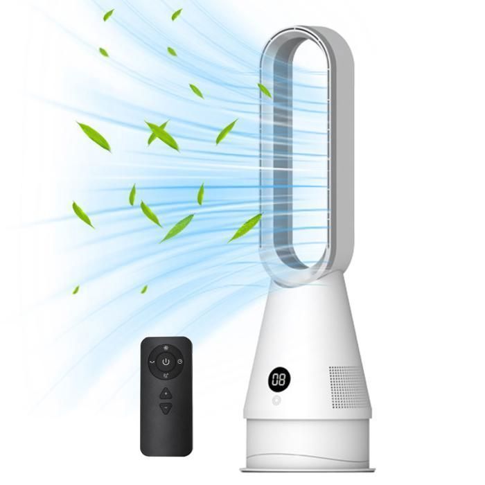 Ventilatore a piantana senza pale con telecomando, ventilatore a torre, timer di 9 ore, display a pulsanti, 8 velocità - 60 cm