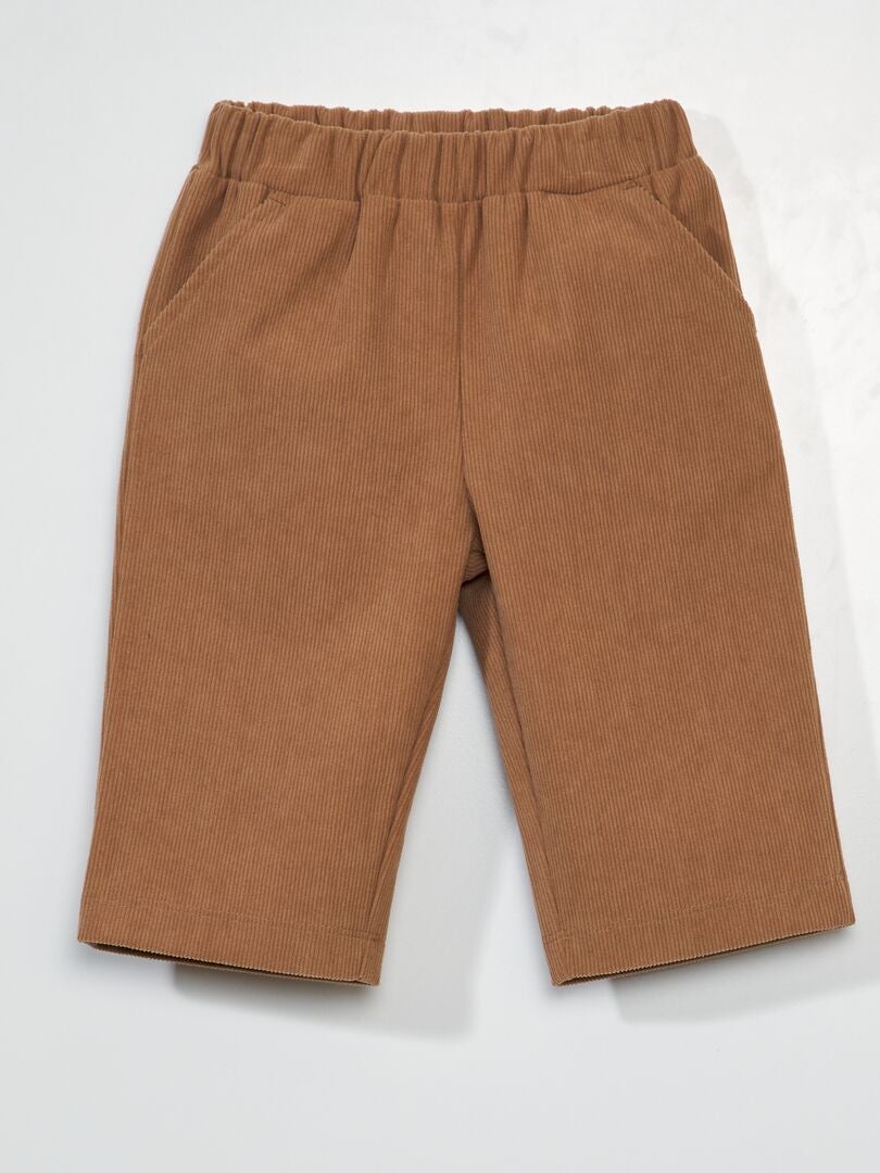 Effen corduroy broek - BRUIN