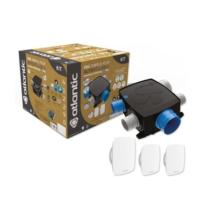 Kit de ventilación inteligente autorregulable de flujo único Autocosy IH Flex - Atlantic - 4 baños + 1 cocina