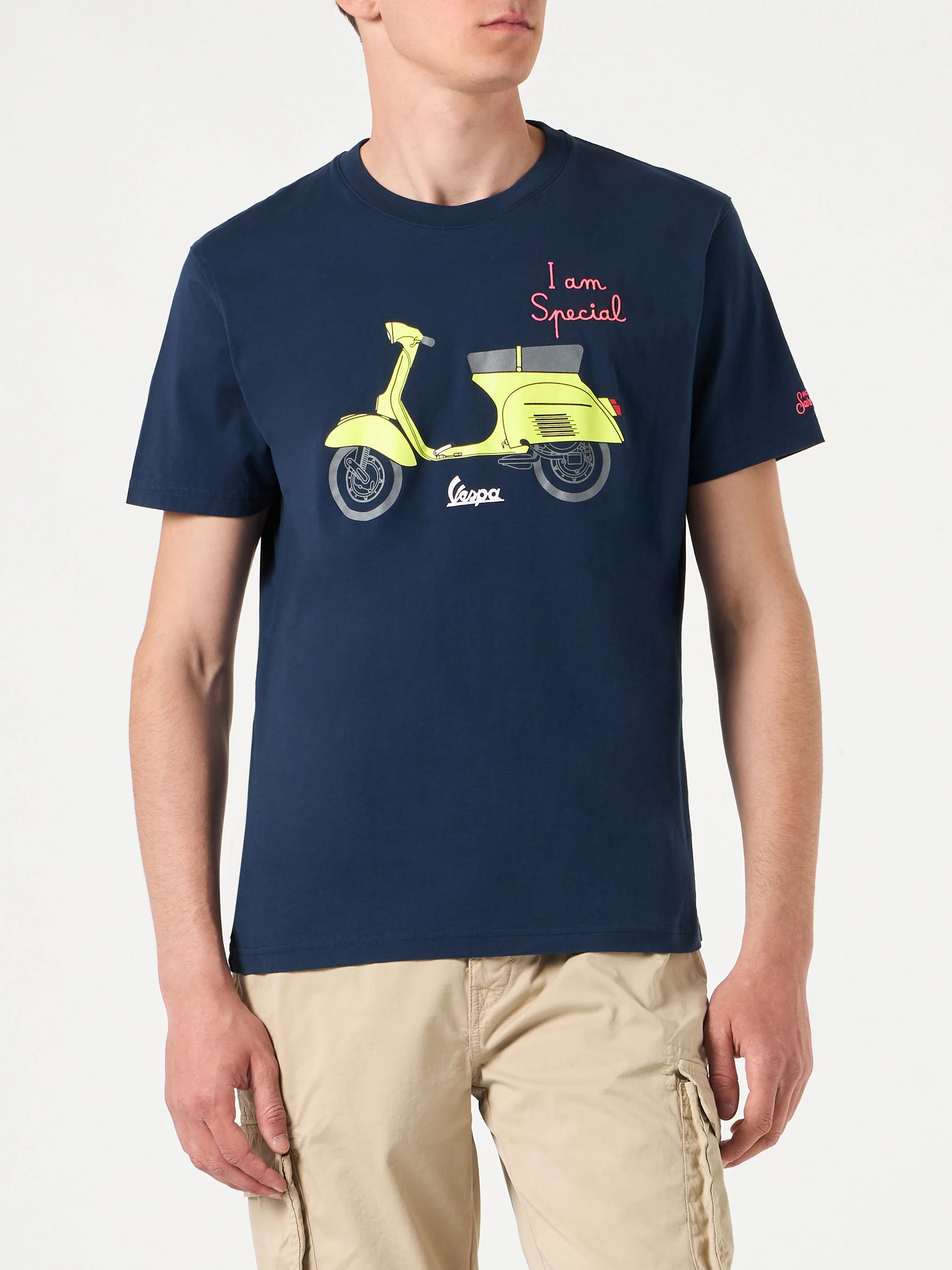 Heren katoenen T-shirt met Vespa-print en borduurwerk | VESPA SPECIAL ED