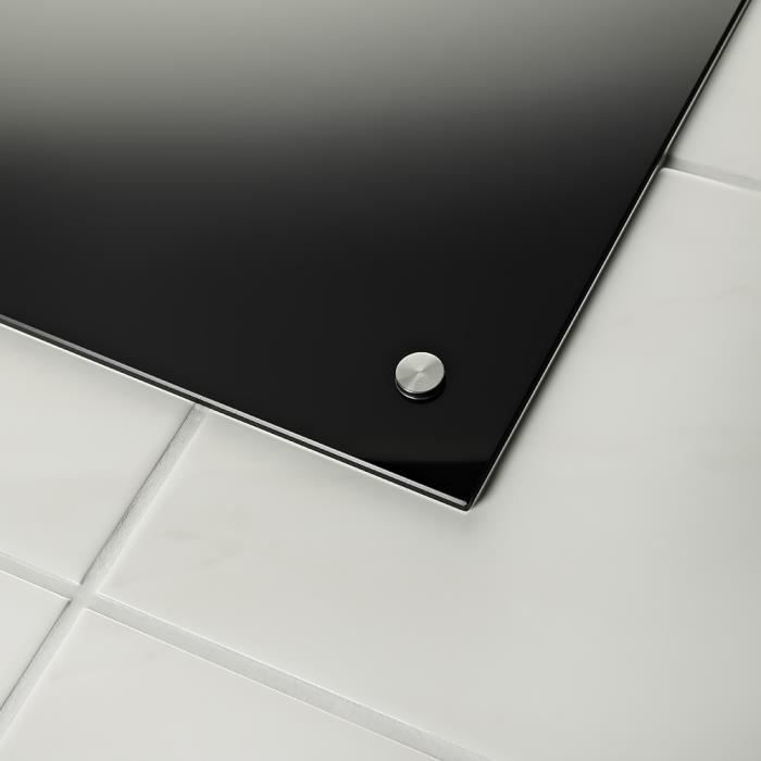 BC-elec - AKG06-7055 Protector antisalpicaduras de cocina de vidrio negro brillante de 70x55cm, vidrio de seguridad templado de 6 mm, protector antisalpicaduras para campana extractora