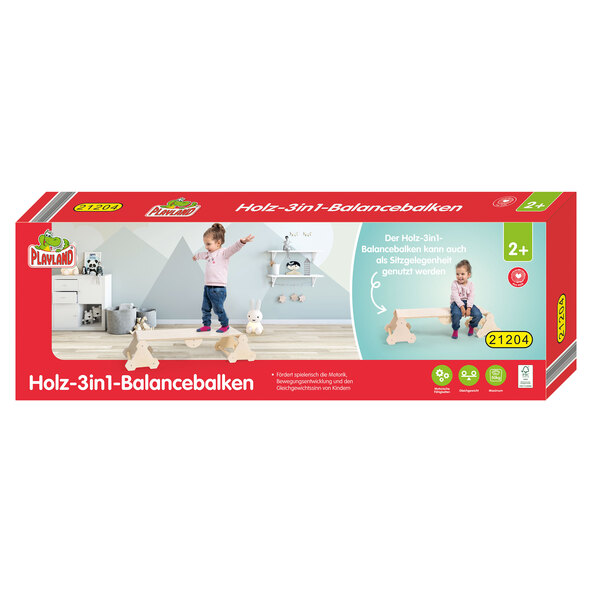3-in-1 Holz-Balancebalken