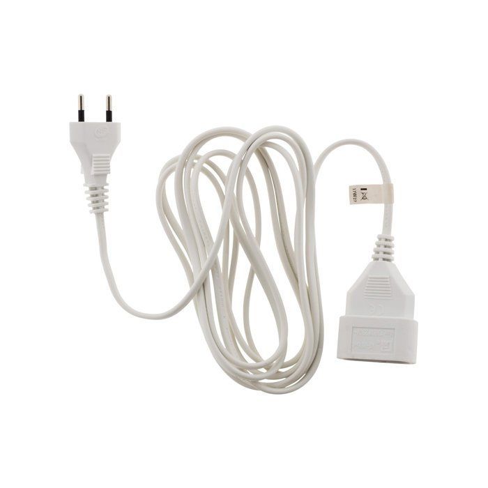 Cavo di prolunga da 10 m - HO3VVH2F 2x0,75mm² 6A - bianco - Zenitech