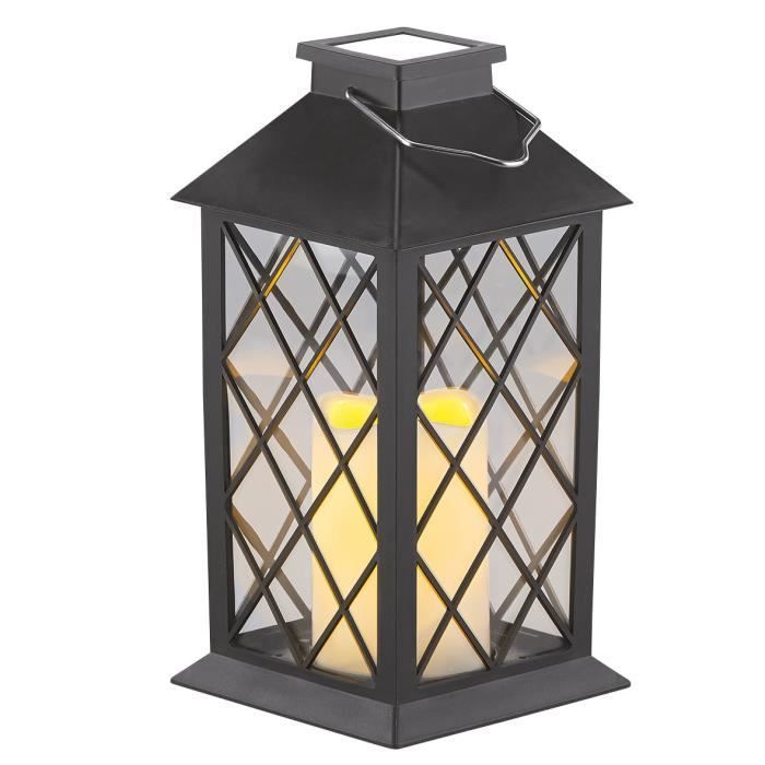 Lanterne de jardin solaire - LUNARTEC - LED effet flamme - Noir - IP44