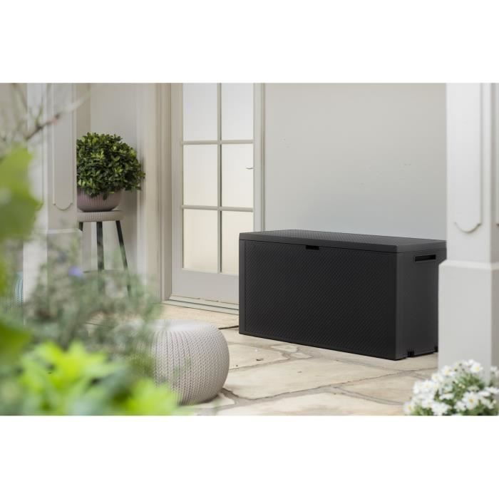 Caja de almacenamiento exterior de resina KETER de 270 litros, color gris - Emily Garden Trunk