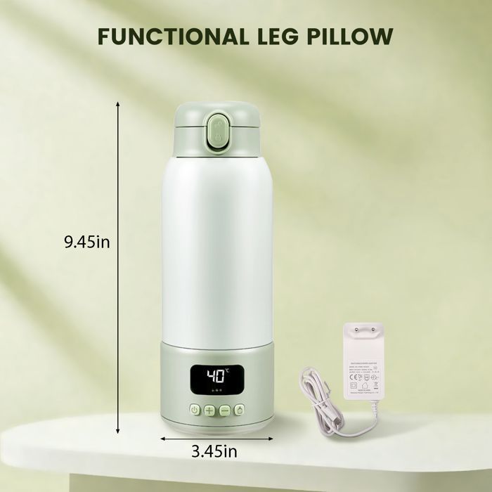 Draagbare babyflesverwarmer van 500 ml, ideaal voor op reis, snoerloos, geschikt voor water en moedermelk, instelbare temperatuur van 37 tot 70 °C.