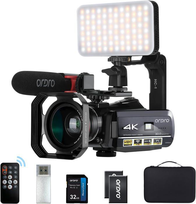 Videocamera 4K - ZIG-ZAG TERRITORIES - ORDRO - Visione notturna a infrarossi - Touchscreen da 3,1