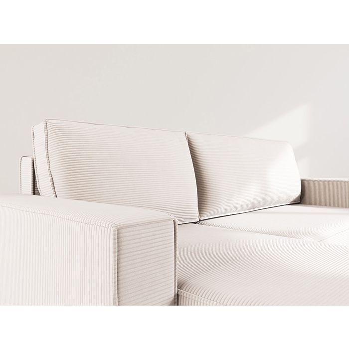 Hector - Sofá cama esquinero reversible de 4 plazas con espacio de almacenamiento en pana - Beige