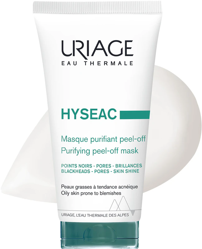 Máscara facial peel-off purificante Uriage Hyseac para pele problemática.