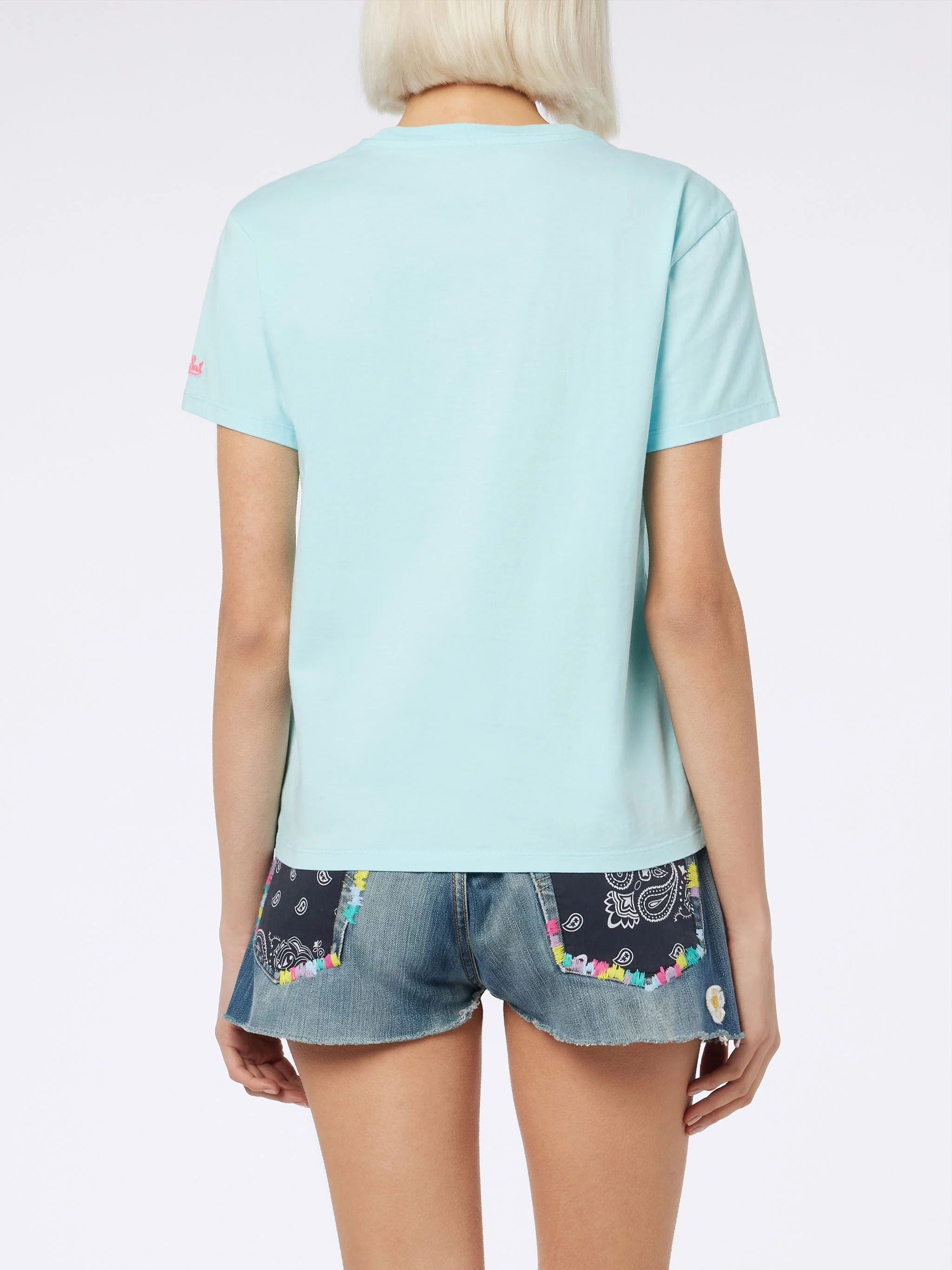 Heren T-shirt met ronde hals en lichtgevende tekst 