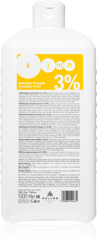 Kallos KJMN Professional waterstofperoxide oxiderende emulsie 3% 10 vol.