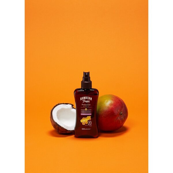 „Hawaiian Tropic“ švytinti apsauga nuo saulės SPF20 sausas purškiamas aliejus, 200 ml
