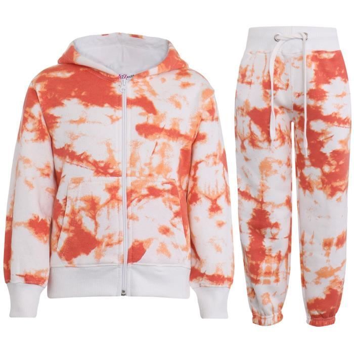 Chándal para niña - Tie Dye - Top y pantalón de chándal - Naranja - Manga larga