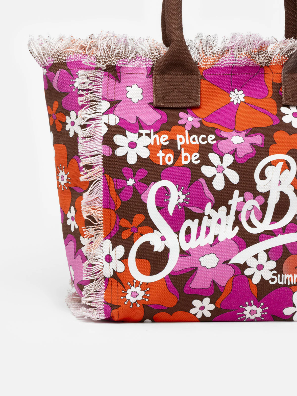 Tragetasche aus Baumwoll-Canvas mit Retro-Blumenmuster