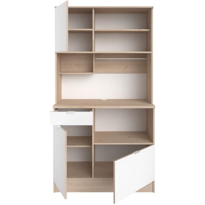 Aparador de cocina - BECOOL - 100,2 x 185,7 x 45,3 cm - Roble / Blanco - PARISOT