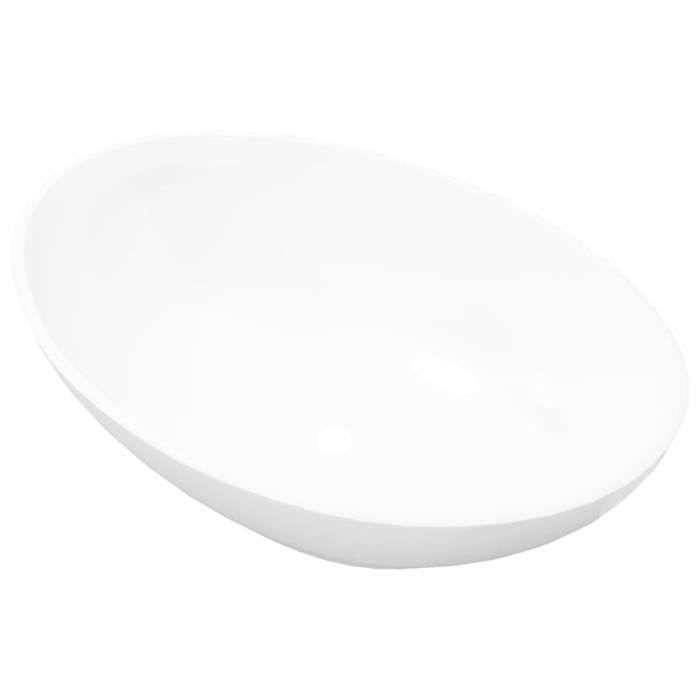 Oval ceramic washbasin 240&{HOME} - Beautiful finish - Countertop basin - White