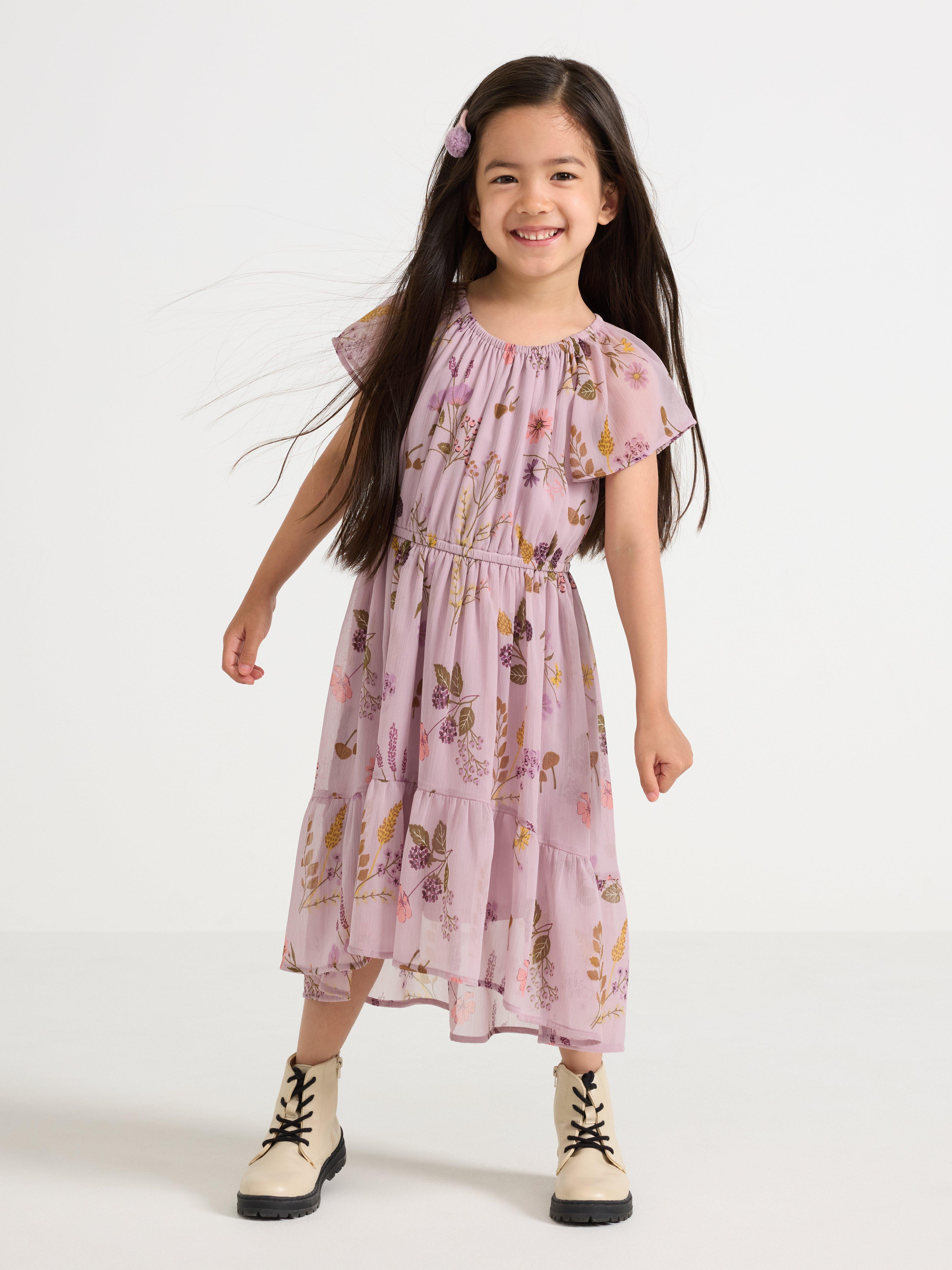 Robe en mousseline lilas clair poudré