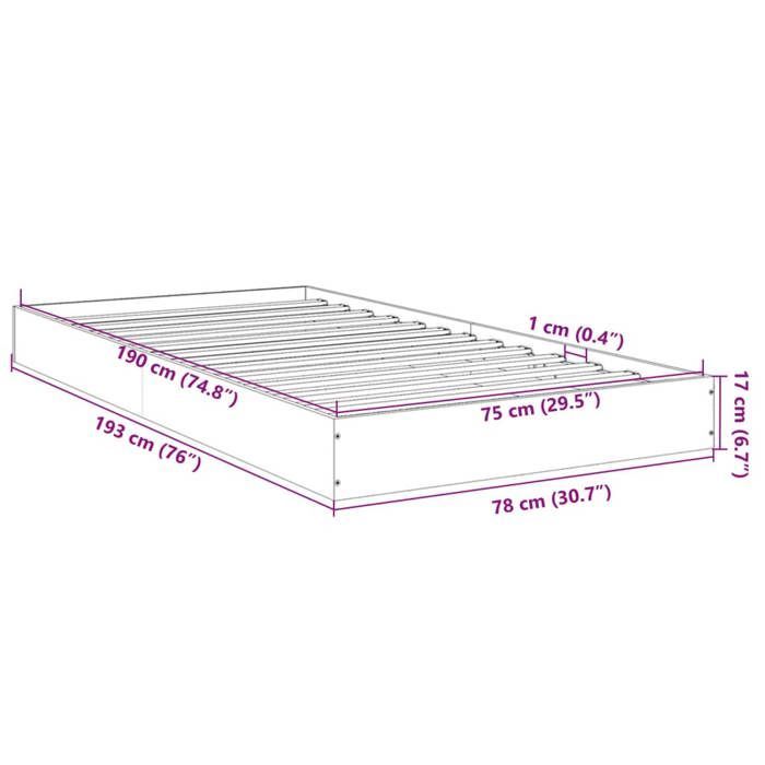Verano 2026@Estructura de cama individual - Base de somier de láminas - para adultos - sin colchón - roble marrón 75x190cm madera de ingeniería, 4720