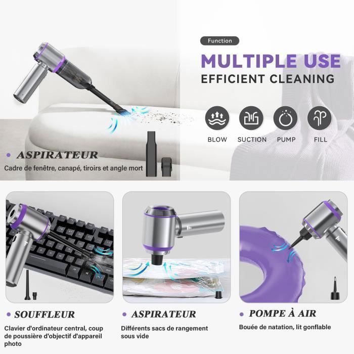 Car Vacuum Cleaner - 18000Pa 4 in 1 - Handheld Vacuum - 3 Speeds 80,000 RPM - Home, Car, Office