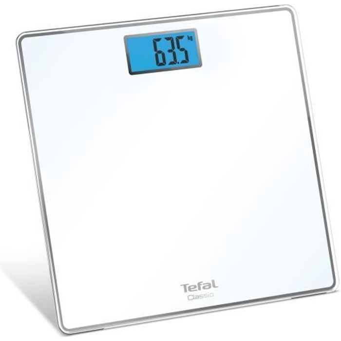 Balanza de baño clásica Tefal PP1501V0, 31 x 31 cm, capacidad máxima 160 kg, graduación de 100 g, pantalla retroiluminada, pilas incluidas.